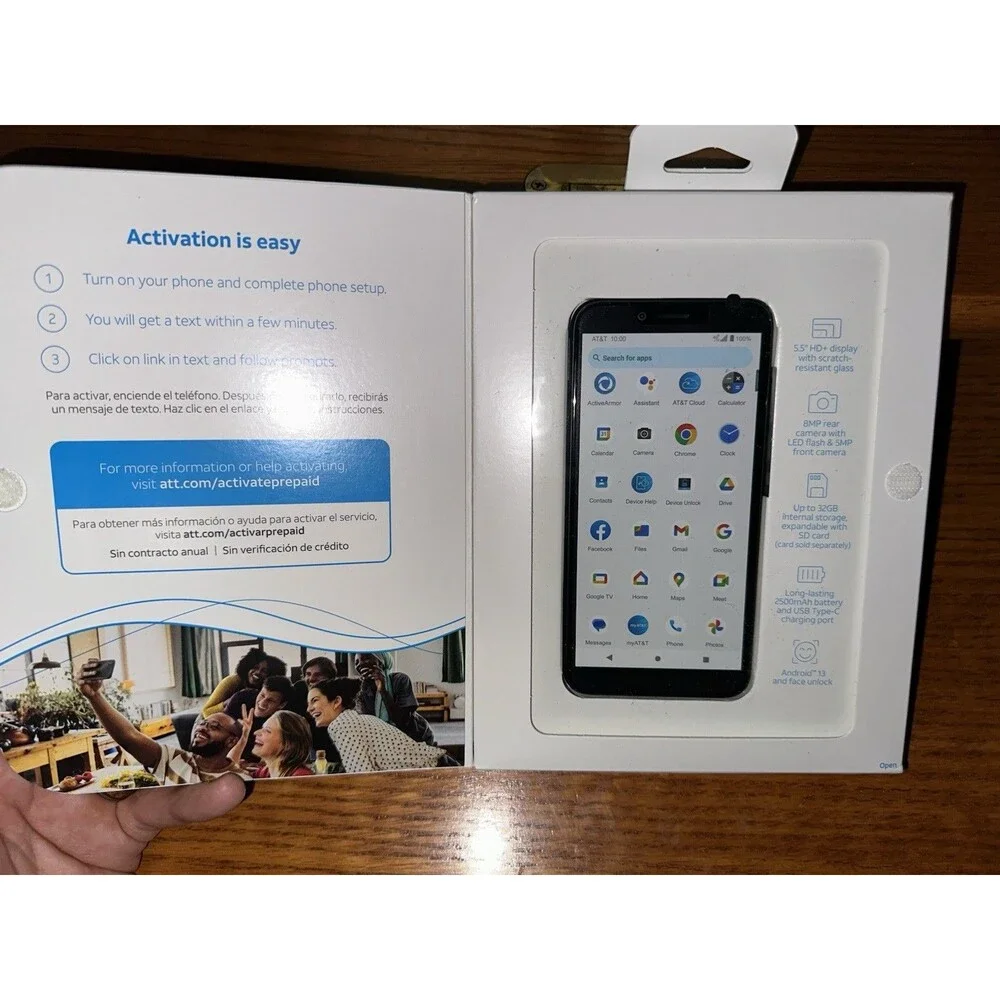 AT&T Prepaid Vista, 32GB, Prepaid Smartphone (Onyx Black) Brand New Sealed